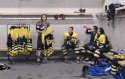 Noémie, Estelle, Perrine, Dallya, après un match de hockey sur glace, vestiare de la patinoire de Meyrin, Club des Patineurs de Meyrin